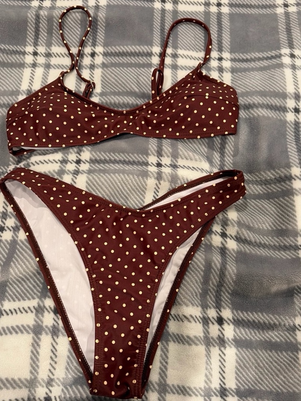 Brown Polka Dot Bikini Set - Women's Two-Piece Swimwear